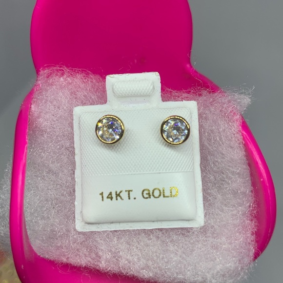 14k Gold Bezel Earrings - Picture 5 of 6